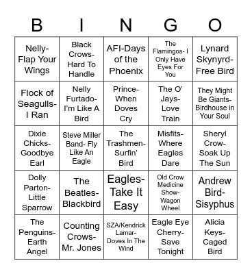 Total-Quiz.com Presents Radio Bingo: For The Birds Bingo Card