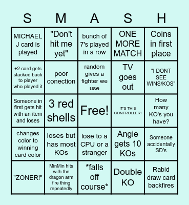 Game Night Bingo Card