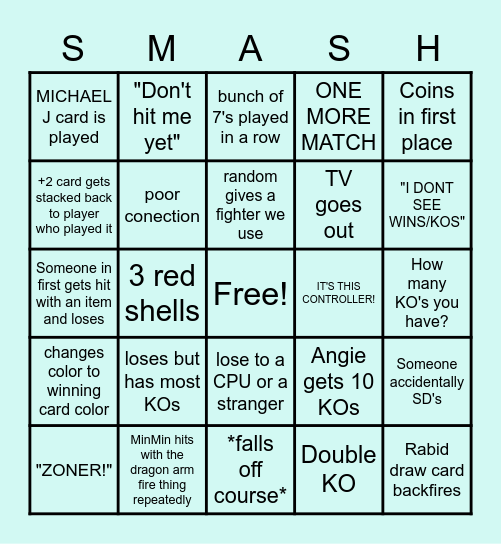 Game Night Bingo Card