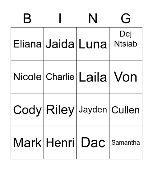 BEBO  Bing-No "O" Bingo Card