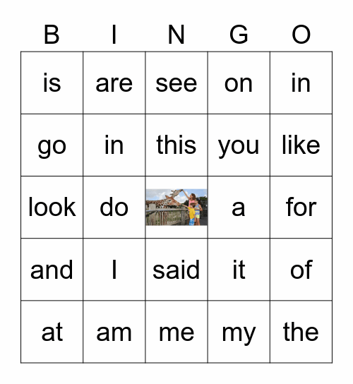 Sight Words Bingo Card