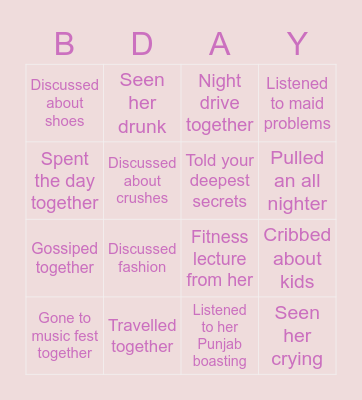 Kadambri’s Bingo Card