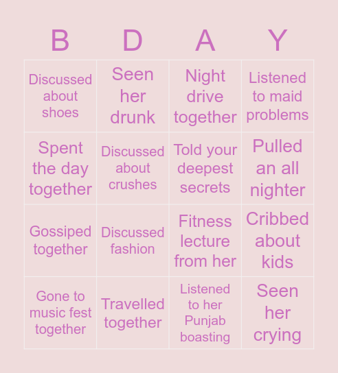 Kadambri’s Bingo Card