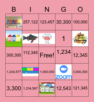 Chinook Place Value Bingo Card