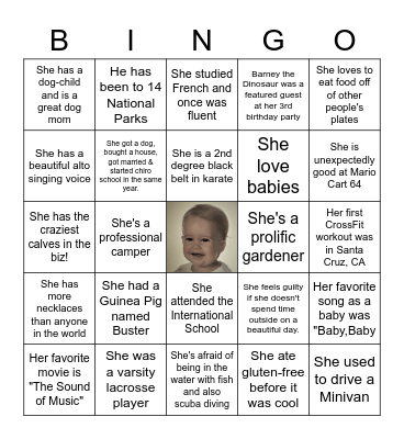 Kailey's Fun Facts Bingo Card