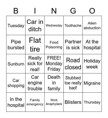 Callout Bingo Card