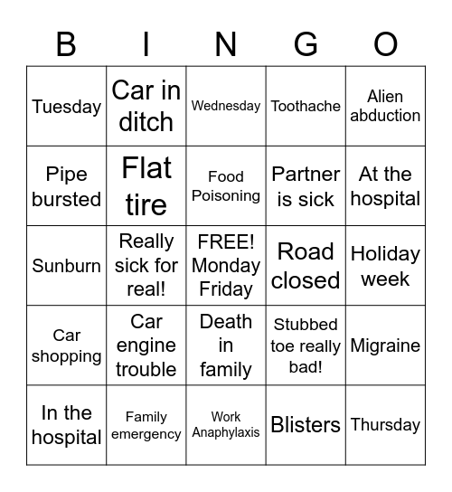 Callout Bingo Card