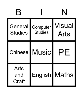 Subjects Bingo Card