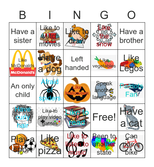 Getting to Know You Bingo Card