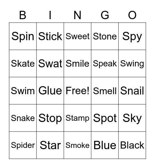 Phonics Bingo Card