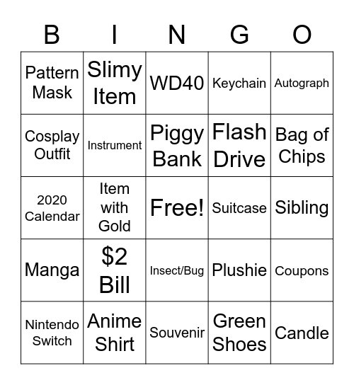 Angry Poptart Bingo Card