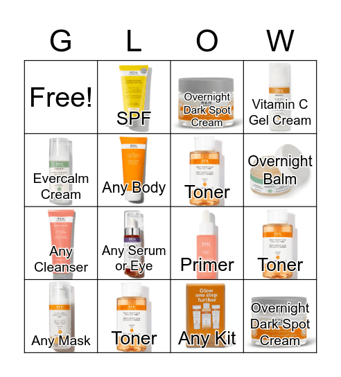 REN Clean Skincare Bingo Card