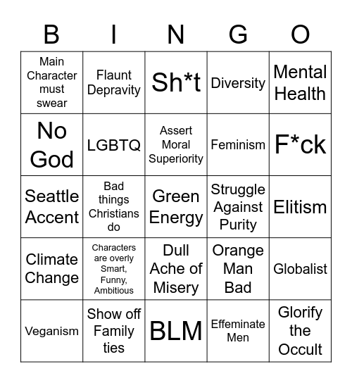 Leftist Podcast Bingo Card