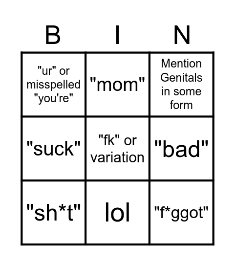TROLL BINGO Card