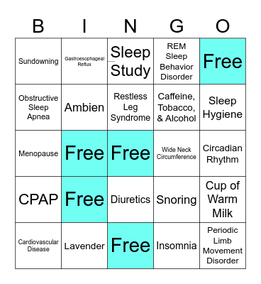 Sleep Disorders Bingo Card