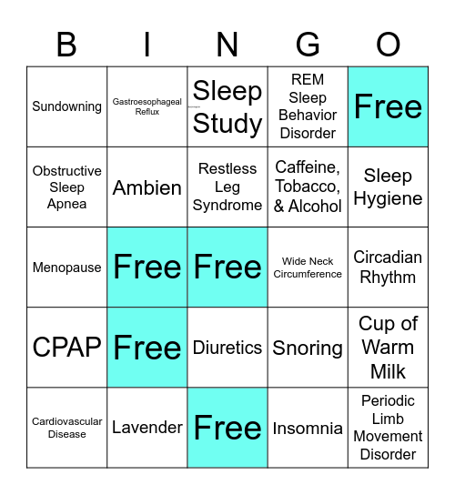 Sleep Disorders Bingo Card