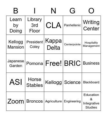 KD Bid Day Bingo: CPP Bingo Card