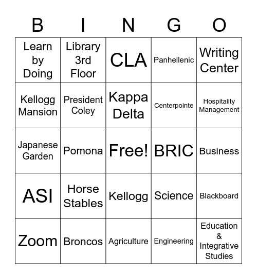 KD Bid Day Bingo: CPP Bingo Card