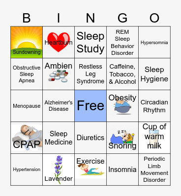 Sleep Disorders Bingo Card