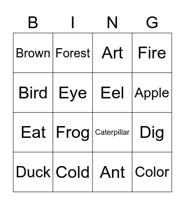 ABCDEF Bingo Card