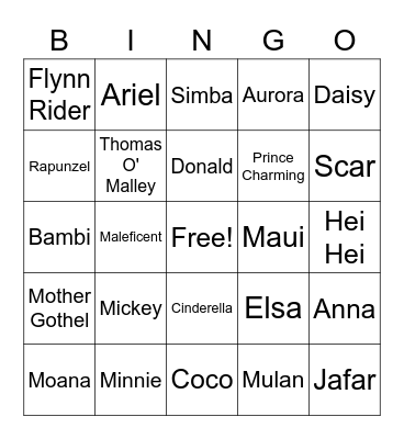 Disney Bingo Card