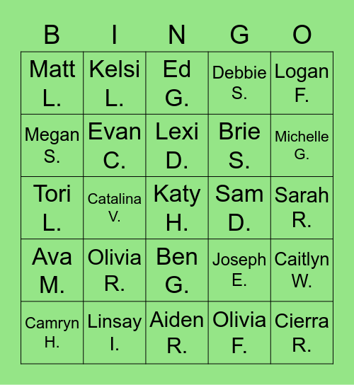 Choir 1B Bingo Card