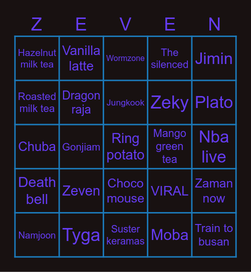 ZEVEN BTS Bingo Card