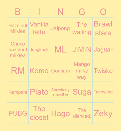 CHUU Bingo Card