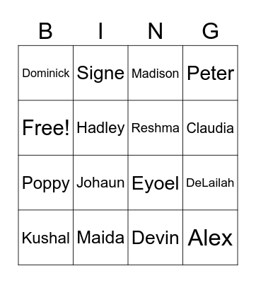 STAR BINGO Card