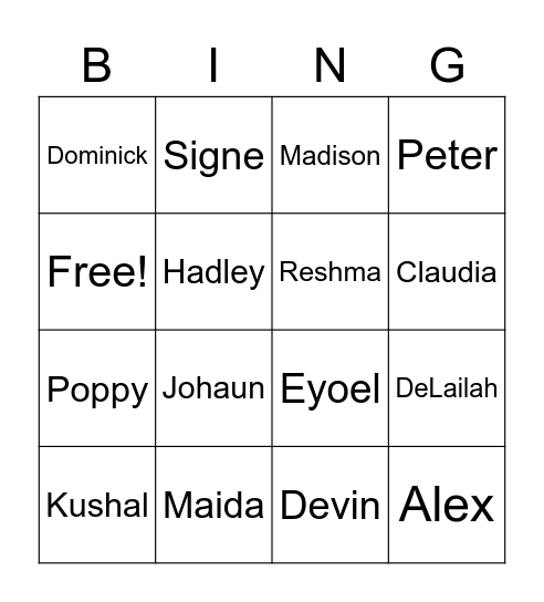 STAR BINGO Card
