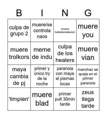 raid bingo Card