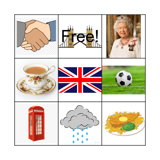 England Bingo Card