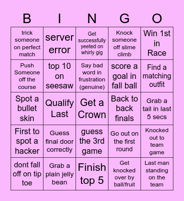 Fall Guys Bingo Card