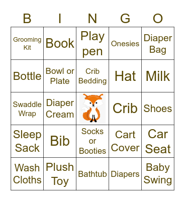 Julie’s Baby Shower Bingo Card