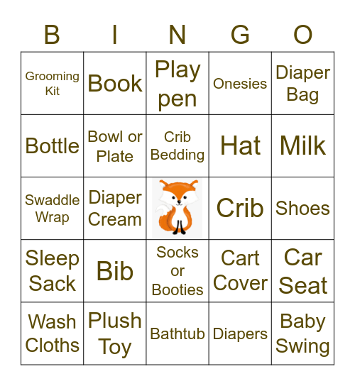 Julie’s Baby Shower Bingo Card