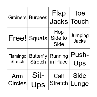 Fun Friday: Fitness Bingo Card