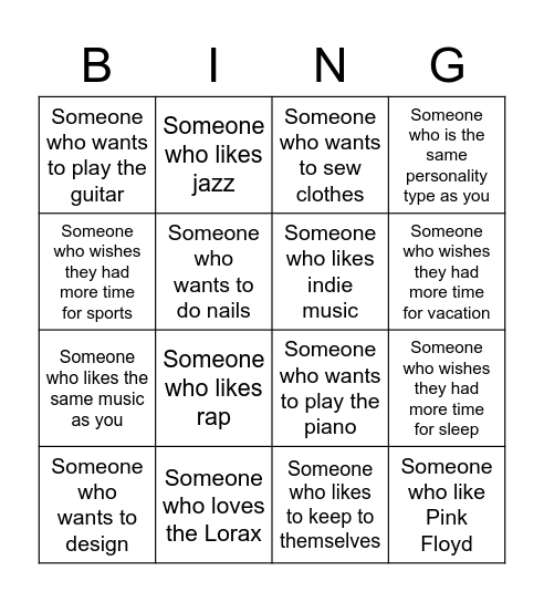 5th Hour Get To Know You Bingo Card