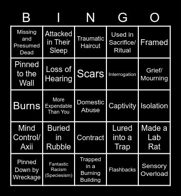 Witcher Whump Bingo Card