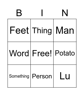 Test Bingo Card