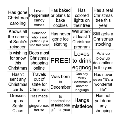 Christmas Bingo Card