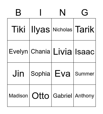 STAR BINGO Card
