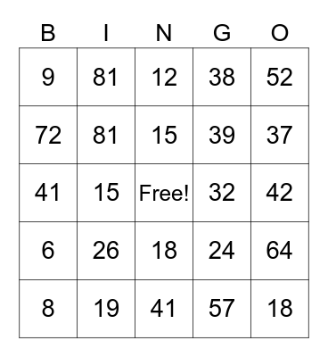 Addition and Subtraction Bingo With Re-grouping Bingo Card