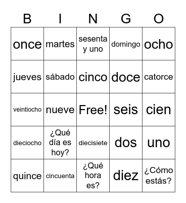 Introduction Bingo Card