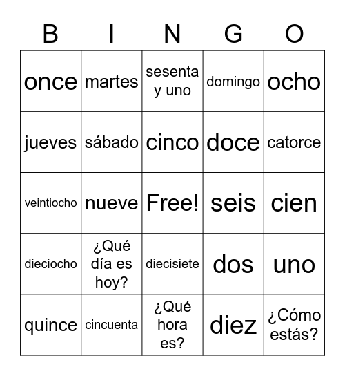 Introduction Bingo Card