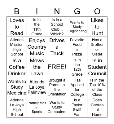 RGV Mentor Program - Mission EDC Bingo Card