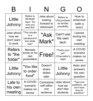 DMB Bingo Card