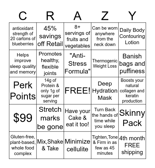 It Works! Bingo Card