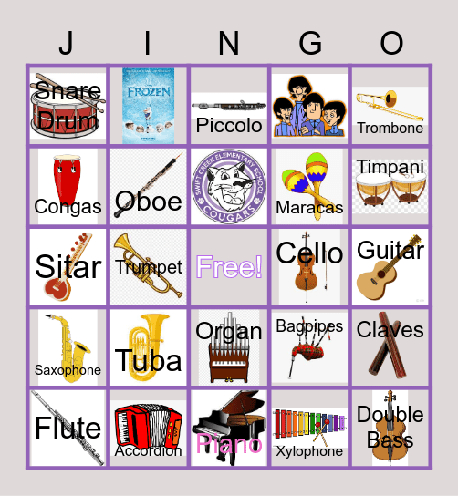 SCES Music JINGO Bingo Card