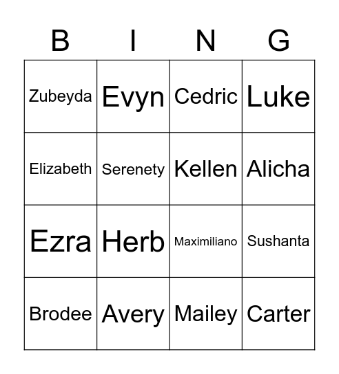 STAR BINGO Card