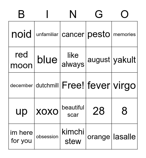 pa bingo ni ate kkams Bingo Card